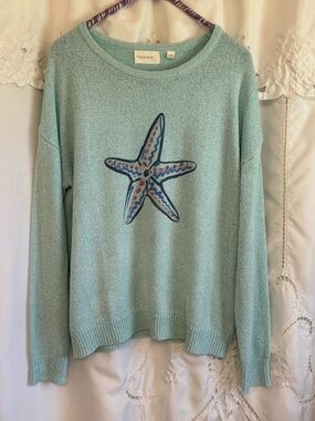 Mia & Tess Mint green Starfish Sweater